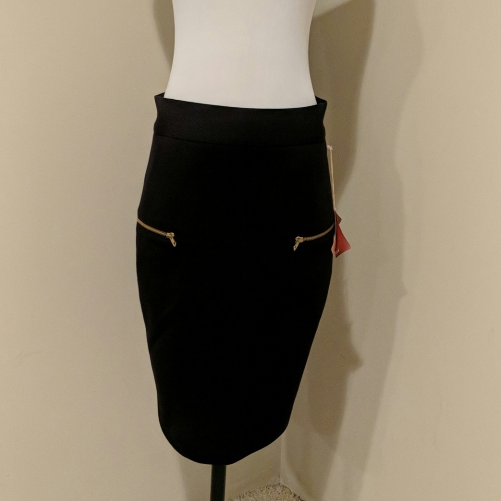 ALI RO BLACK PENCIL STRAIGHT SKIRT KNEE LENGTH 8
